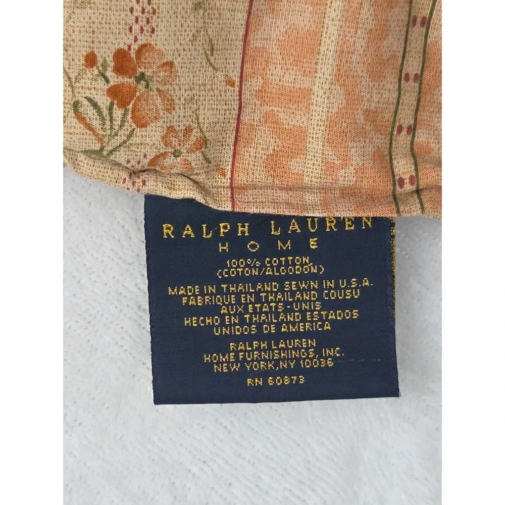 Vtg Ralph Lauren Home TRIANON Stripe Floral Comforter Peach Heritage Cotton KING